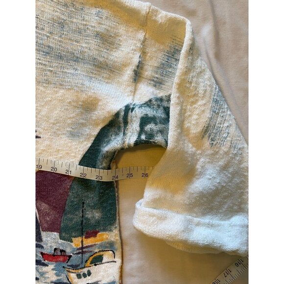 Michael Leu Sweater Size 1X Art Apparel Group Cotton Italian Scene V Neck - Picture 15 of 16